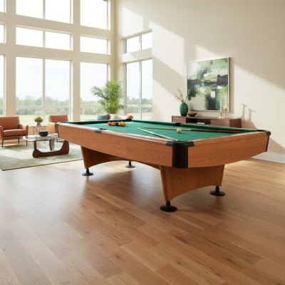 Tavolo da biliardo in legno massiccio marrone con design elegante