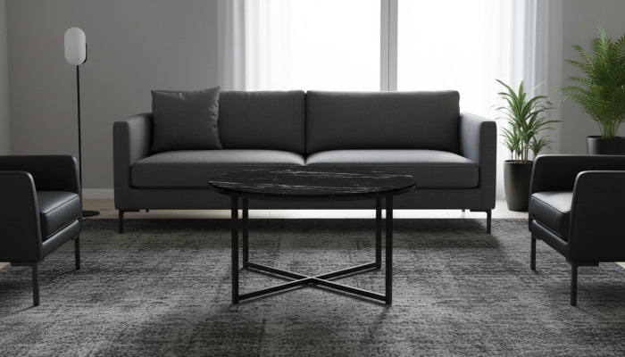 Tavolino da salotto nero. Mobili moderni minimalisti di alta qualità in legno nuovi.