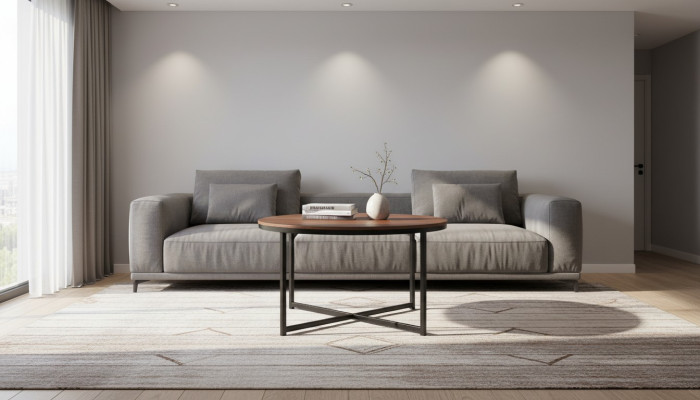Tavolino da salotto marrone con piano in vetro arredamento moderno e di lusso.   Tavolino da salotto marrone con piano in vetro, arredamento moderno e di lusso.