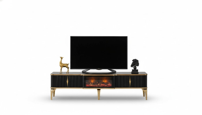Mobile TV nero nuovo di lusso in legno metallico per soggiorno
