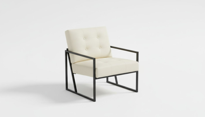 Poltrona esclusiva per soggiorno stile moderno beige tessuto gambe in metallo.