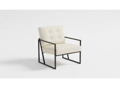 Poltrona esclusiva per soggiorno stile moderno beige tessuto gambe in metallo.