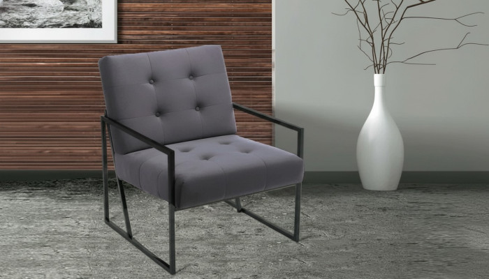 Sedia Chesterfield grigia in legno, arredamento di lusso per il soggiorno, 1 posto. Poltrona Chesterfield grigia in legno, arredamento di lusso per il soggiorno, 1 posto.