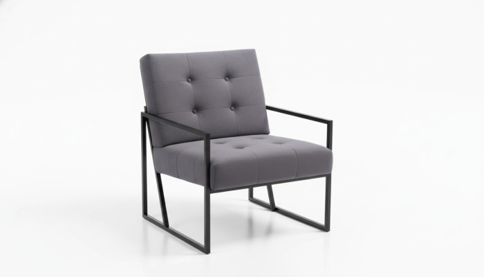 Sedia Chesterfield grigia in legno, arredamento di lusso per il soggiorno, 1 posto. Poltrona Chesterfield grigia in legno, arredamento di lusso per il soggiorno, 1 posto.
