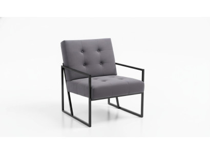 Sedia Chesterfield grigia in legno, arredamento di lusso per il soggiorno, 1 posto. Poltrona Chesterfield grigia in legno, arredamento di lusso per il soggiorno, 1 posto.