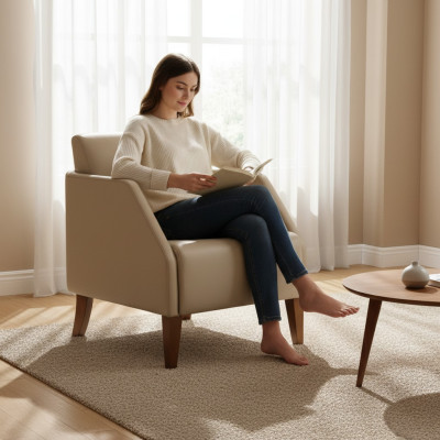 Sedia monopattino beige Sedia imbottita di lusso Sedia da soggiorno di design Sedia lounge Mobili