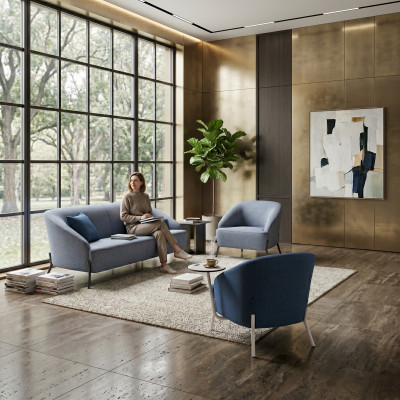Grigio-blu set di divani, divani imbottiti design moderno a due posti sedia