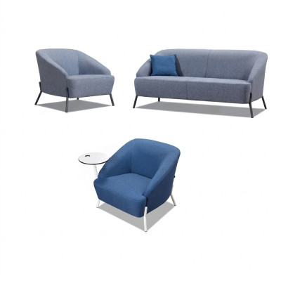 Grigio-blu set di divani, divani imbottiti design moderno a due posti sedia
