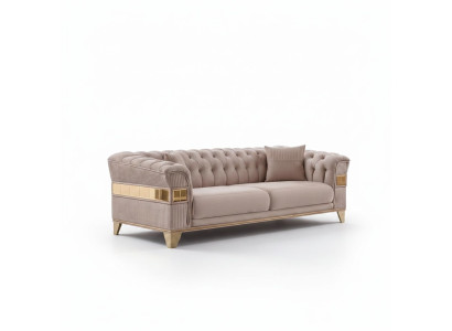 Divano Chesterfield Design 3 posti soggiorno lusso mobili imbottiti divano beige