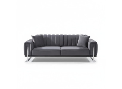 Divano Chesterfield grigio di lusso a tre posti per il soggiorno