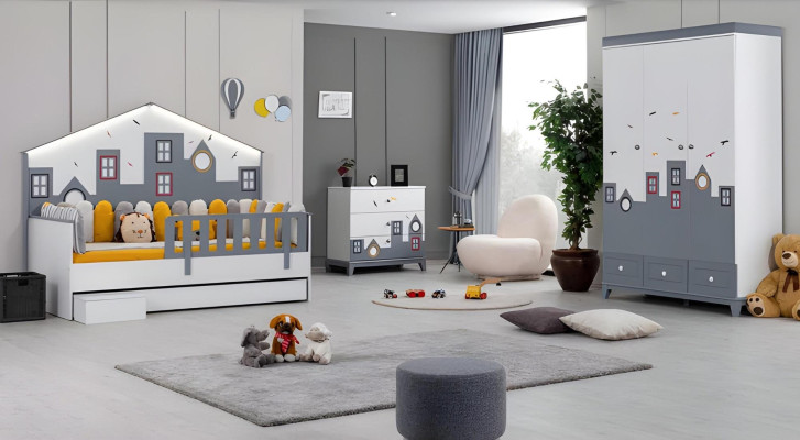 Struttura del letto Lettino Letto Camera dei bambini Mobili per la camera dei bambini Legno chiaro