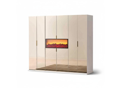 Mobile guardaroba beige da camera da letto, designer armadio, armadi in legno pregiato.