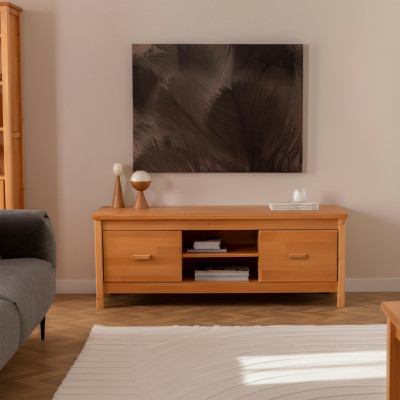 Elegante Madia Marrone per TV in Legno con Cassetti per Soggiorno