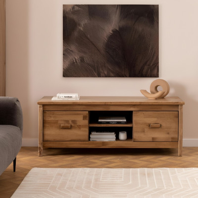 Elegante supporto TV marrone in legno Tavolino TV da salotto RTV di lusso.