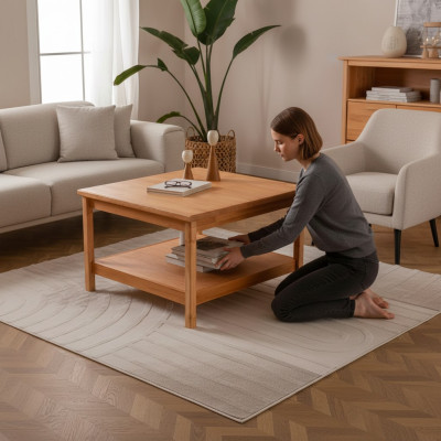 Tavolino da caffè marrone design tavolino soggiorno in legno con piano d'appoggio.