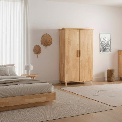 Armadio beige di alta qualità. Elegante armadio da camera da letto a 2 ante.