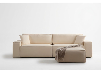 Pouf esclusivo beige a quattro posti elegante set da 2 pezzi