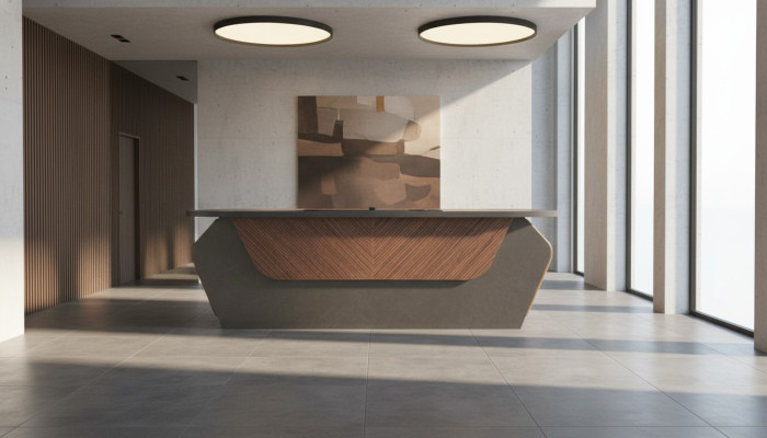 Scrivania da ufficio marrone grigio bicolore design moderno rettangolare scrivania