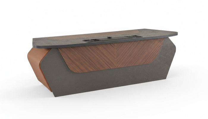Scrivania da ufficio marrone grigio bicolore design moderno rettangolare scrivania