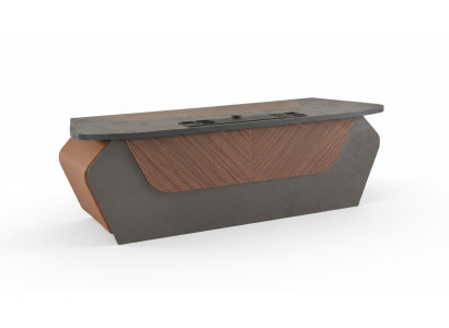 Scrivania da ufficio marrone grigio bicolore design moderno rettangolare scrivania