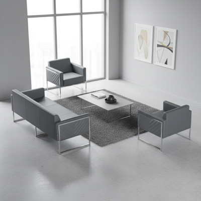 Camera da letto per ufficio - Set da 3 pezzi 3 posti con 2 poltrone Grigio Monocromatico Stile Moderno