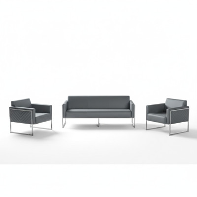 Camera da letto per ufficio - Set da 3 pezzi 3 posti con 2 poltrone Grigio Monocromatico Stile Moderno