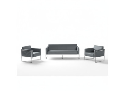 Camera da letto per ufficio - Set da 3 pezzi 3 posti con 2 poltrone Grigio Monocromatico Stile Moderno