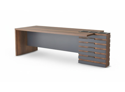 Scrivania per ufficio marrone grigio bicolore design moderno rettangolare.