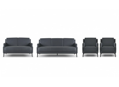 Set da ufficio 4 pezzi 3 posti 2 posti 2 poltrone grigio scuro monocromatico  Set d'ufficio 4 pezzi 3 posti 2 posti 2 poltrone grigio scuro monocromatico