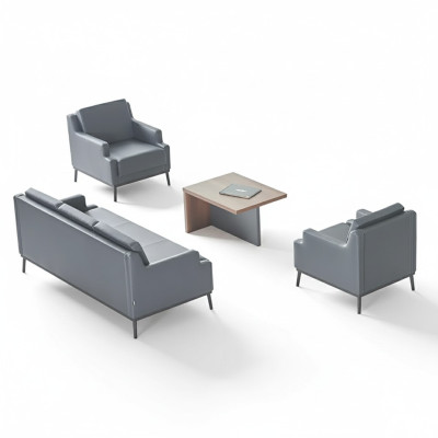 Set da studio 4 pezzi 3 posti 2 poltrone Tavolino Grigio scuro Marrone  Set da studio 4 pezzi 3 posti 2 poltrone Tavolino Grigio scuro Marrone