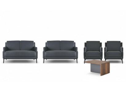 Set da ufficio 5 pezzi grigio scuro stile 2 divani a 2 posti 2 poltrone tavolino  Set da ufficio 5 pezzi grigio scuro con 2 divani a 2 posti, 2 poltrone e tavolino