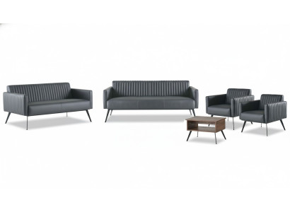 Set da ufficio 5 pezzi nero con divano a 3 posti, divano a 2 posti, 2 poltrone e tavolino. Set ufficio 5 pezzi nero con divano a 3 posti, divano a 2 posti, 2 poltrone e tavolino.