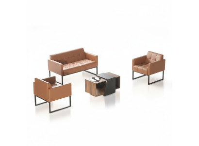 Set da ufficio marrone 4 pezzi 2 posti 2 poltrone tavolino monocromatico stile  Set da ufficio marrone 4 pezzi 2 posti 2 poltrone tavolino stile monocromatico
