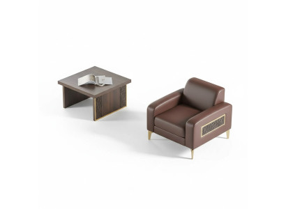 Set da ufficio 2 pezzi Sedia con Tavolino Soggiorno Marrone Monocromatico  Set da ufficio 2 pezzi Sedia con Tavolino Soggiorno Marrone Monocromatico