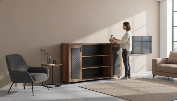 Armadio ad ante credenza Marrone Nero Bicolore Moderno Studio