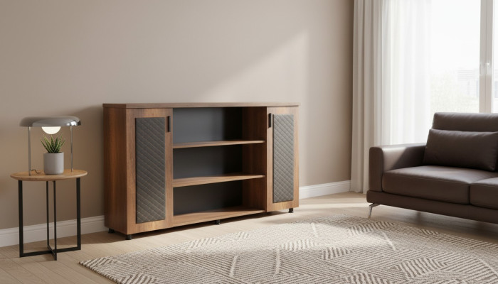 Armadio ad ante credenza Marrone Nero Bicolore Moderno Studio