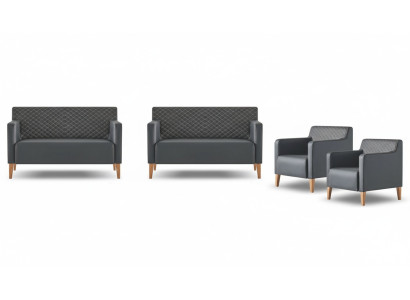 Set da studio 4 pezzi 2 poltrone 2 poltrone nere Monocolore Moderno  Translated to Italian: Set da studio 4 pezzi con 2 poltrone nere, monocolore e moderno.