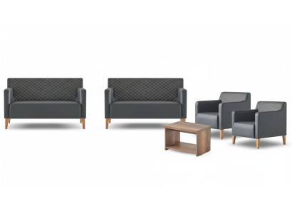 Set da studio 5 pezzi nero, 2 divani a 2 posti, 2 poltrone marroni, tavolino.   Traduzione in italiano: Set da studio 5 pezzi nero, 2 divani a 2 posti, 2 poltrone marroni, tavolino.