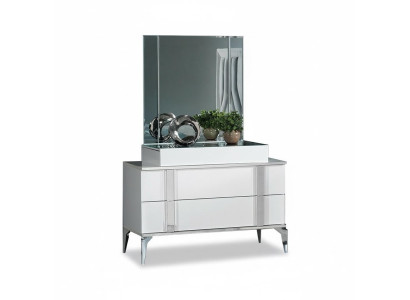 Toilette da trucco con specchio bianco in legno moderno