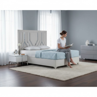 Letto matrimoniale bianco di design per camere da letto, telaio letto in legno pregiato