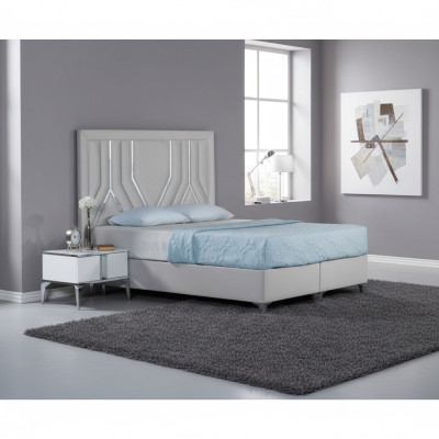 Letto matrimoniale bianco di design per camere da letto, telaio letto in legno pregiato