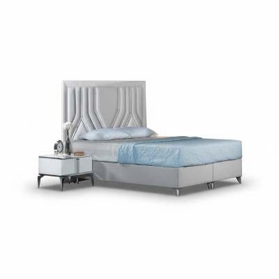 Letto matrimoniale bianco di design per camere da letto, telaio letto in legno pregiato