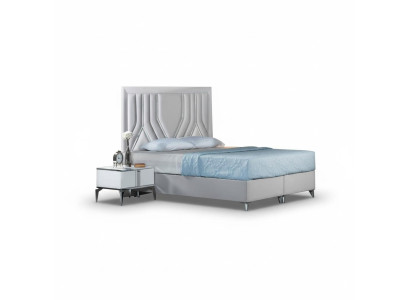 Letto matrimoniale bianco di design per camere da letto, telaio letto in legno pregiato