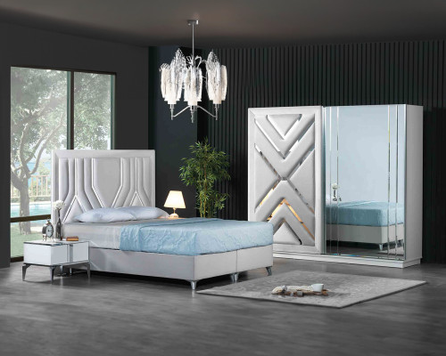 Moderno comodino bianco elegante in legno