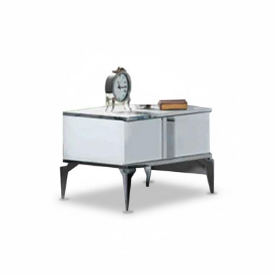 Moderno comodino bianco elegante in legno