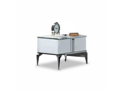 Moderno comodino bianco elegante in legno
