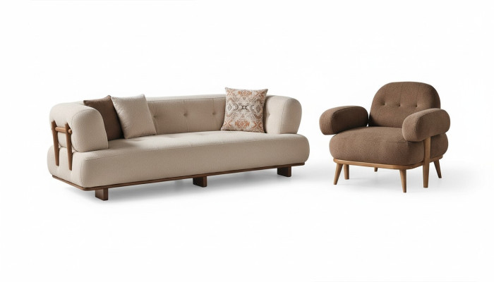Esclusivo set di divani beige per il soggiorno, divani singoli per il soggiorno.