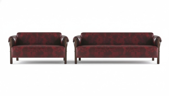 Divano Ledesofas 3 posti 2 posti Bordeaux Stile moderno in pelle legno Set