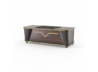 Scrivania per ufficio marrone nero legno stile moderno rettangolare studio ufficio
