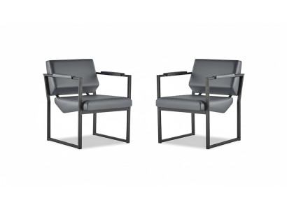 Set di sedie da ufficio poltroncina nera poltrona moderna 1 posto in pelle acciaio inox